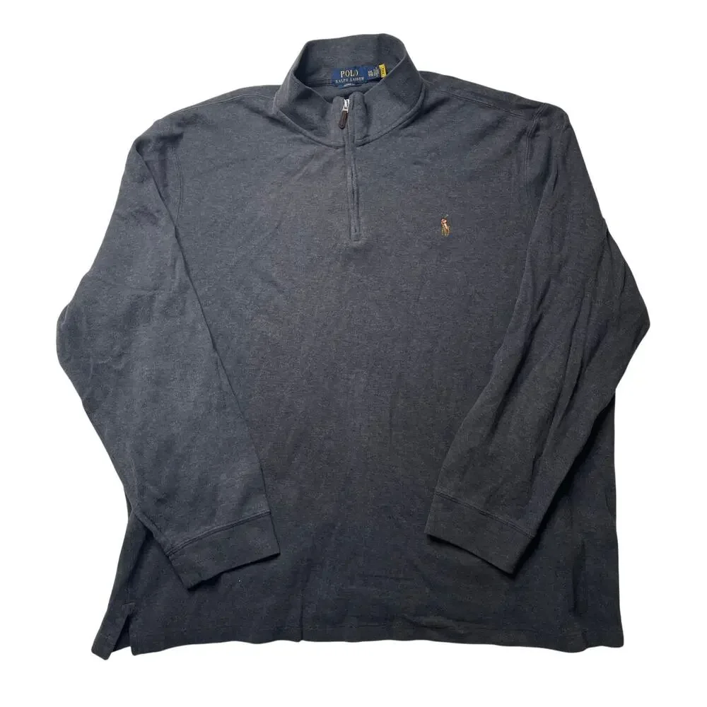 Polo Ralph Lauren Estate Rib Gray Quarter Zip Pullover Sweater XXL Men's Cotton